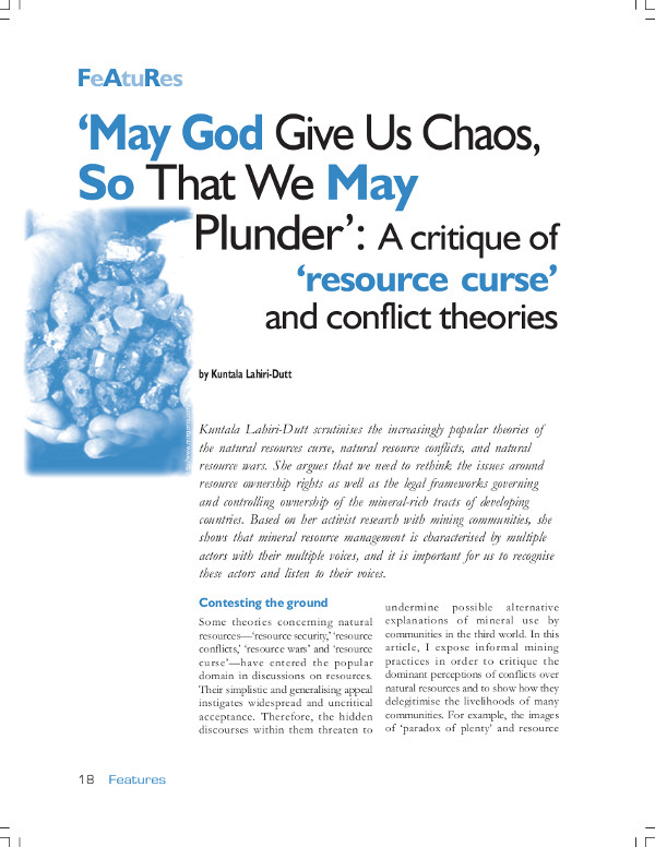 Cover of ‘May God Give Us Chaos, So That We May Plunder’: A critique of ‘resource curse’ and conflict theories