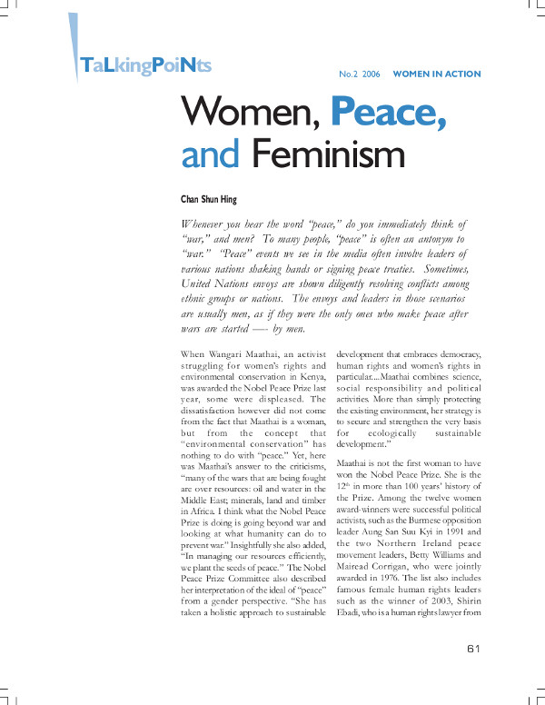 Cover of Women, Peace, and Feminism