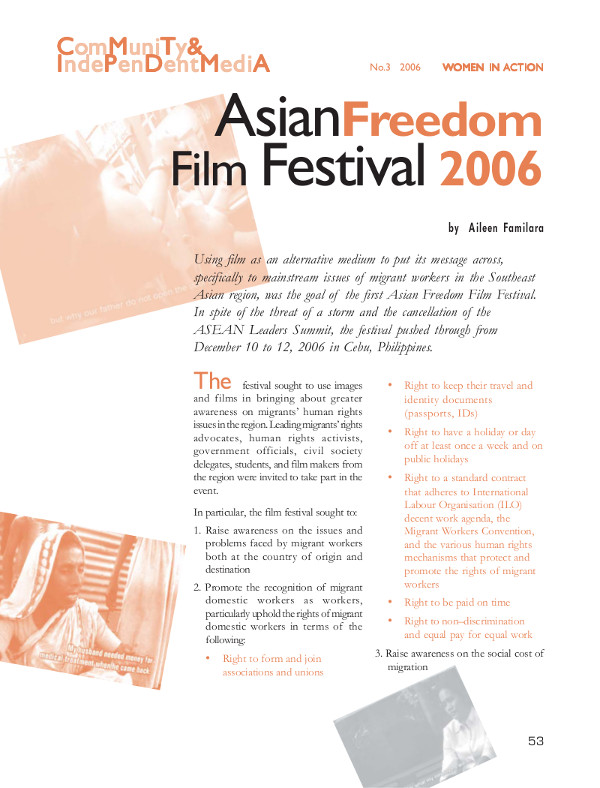 Cover of Asian Freedom Film Festival 2006