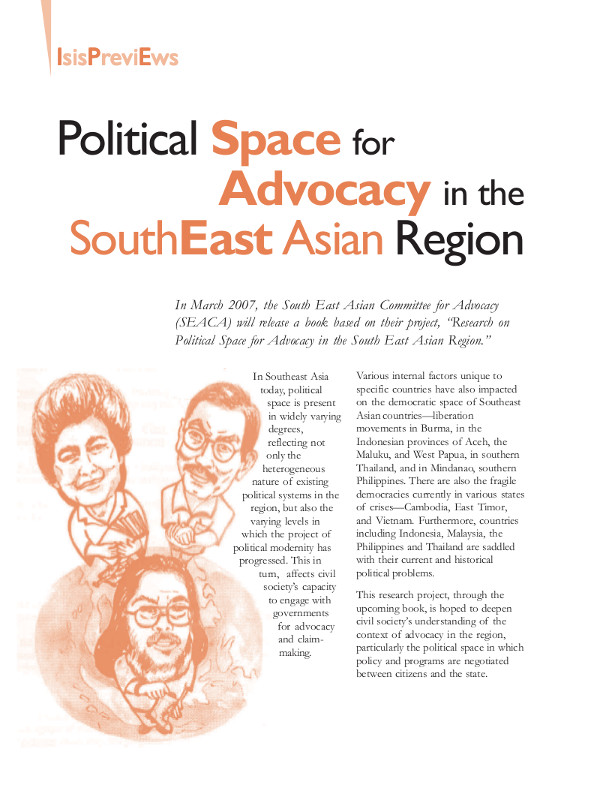 Cover of Political Space for Advocacy in the SouthEast Asian Region