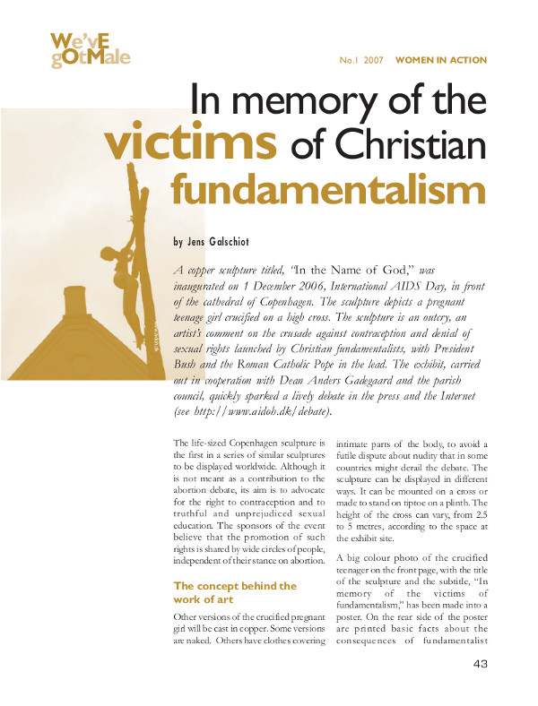 Cover of In memory of the victims of Christian fundamentalism