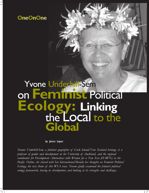 Cover of Yvone Underhill-Sem on Feminist Political Ecology: Linking the Local to the Global