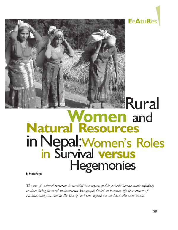 Cover of Rural Women and Natural Resources in Nepal:Women’s Roles in Survival versus Hegemonies