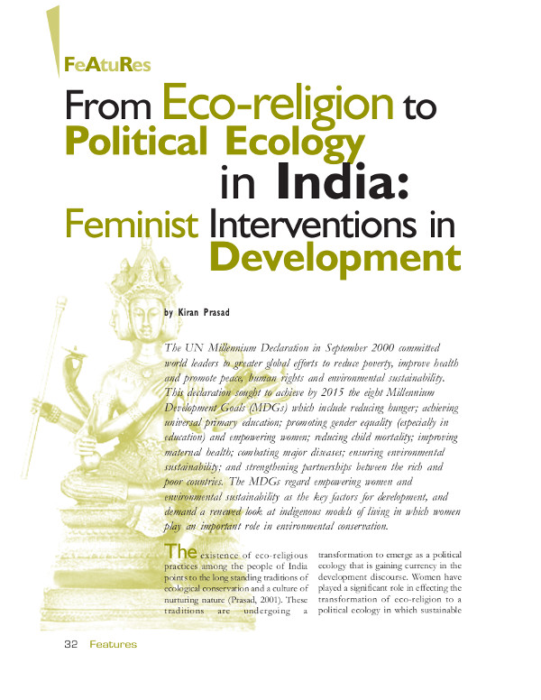 Cover of From Eco-religion to Political Ecology in India: Feminist Interventions in Development