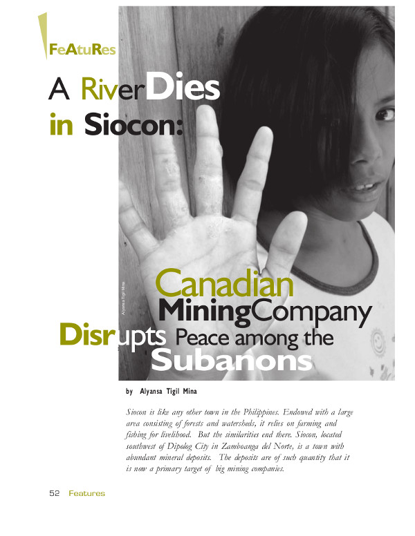 Cover of A River Dies in Siocon: Canadian MiningCompany Disrupts Peace among the Subanons