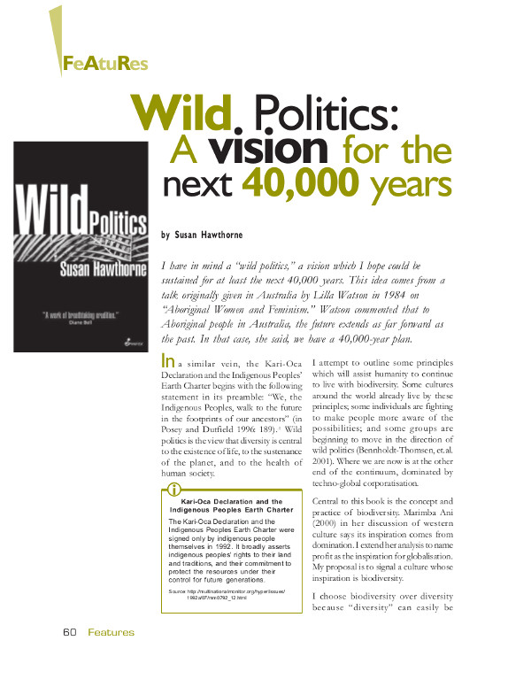 Cover of Wild Politics: A vision for the next 40,000 years