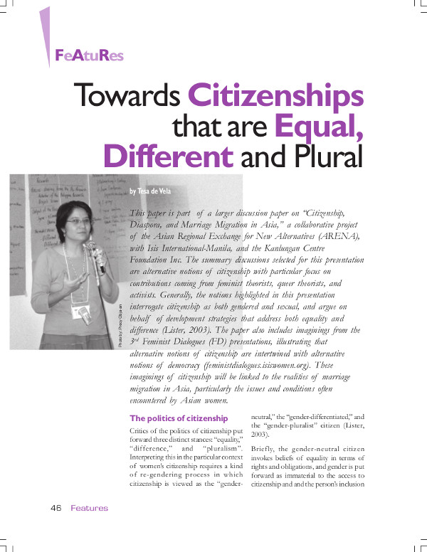 Cover of Towards Citizenships that are Equal, Different and Plural