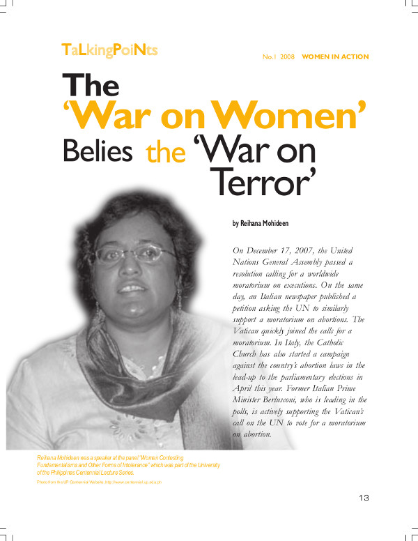 Cover of The ‘War on Women’ Belies the ‘War on Terror’