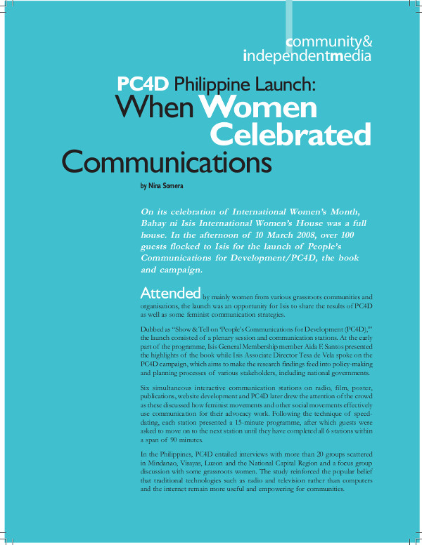 Cover of PC4D Philippine Launch: When Women Celebrated Communications