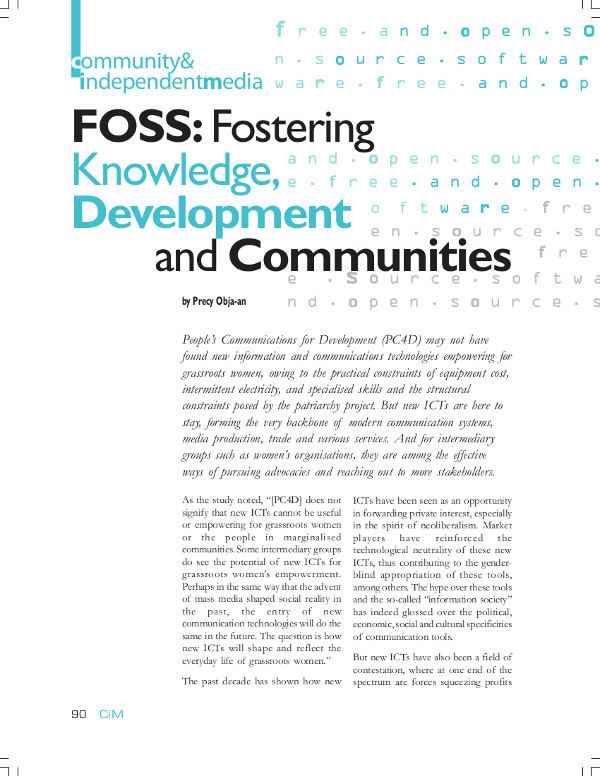 Cover of FOSS: Fostering Knowledge, Development and Communities