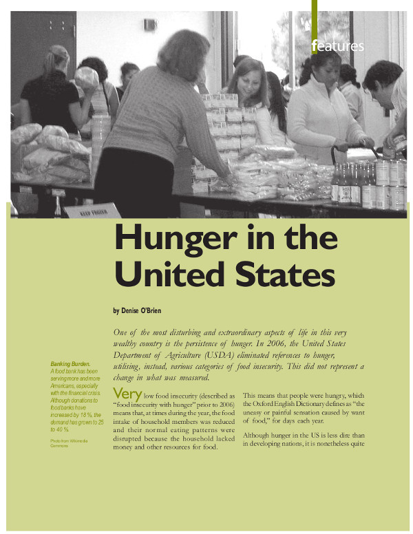 Cover of Hunger in the United States