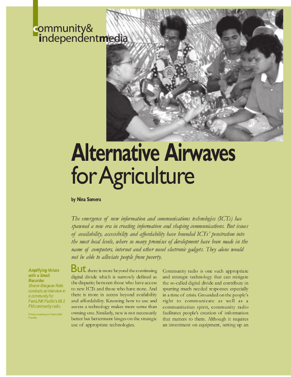 Cover of Alternative Airwaves for Agriculture