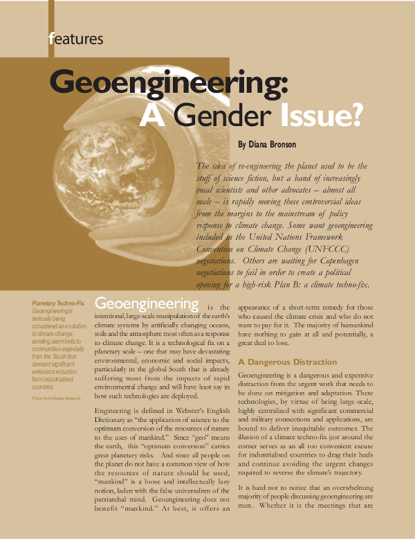 Cover of Geoengineering: A Gender Issue?