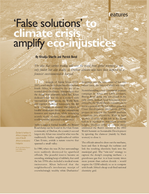 Cover of False solutions to climate crisis amplify eco-injustices