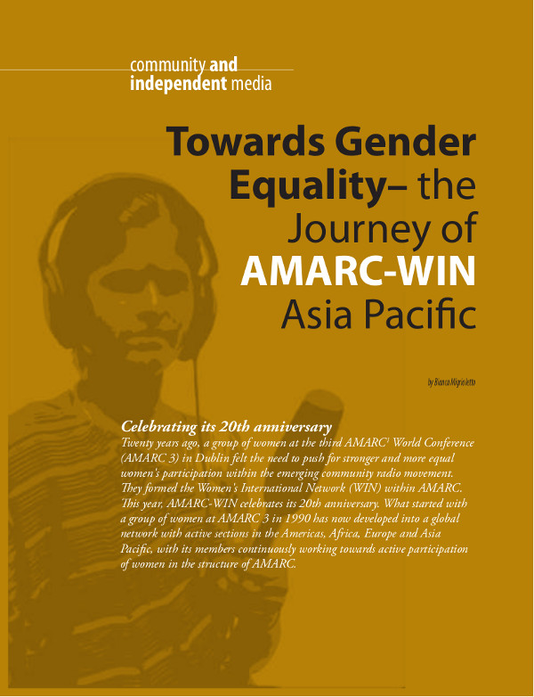 Cover of Towards Gender Equality - the Journey of AMARC-WIN Asia Pacific