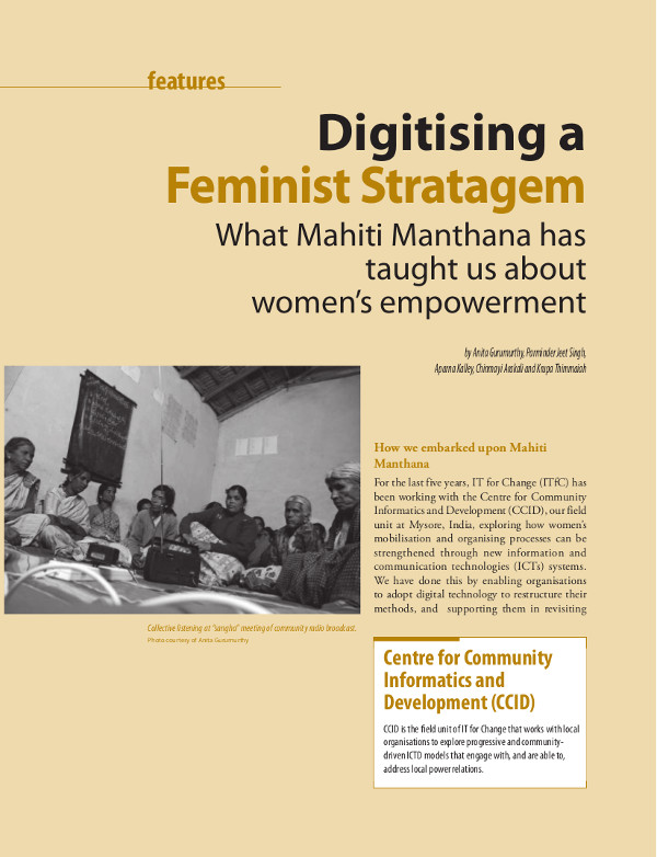 Cover of Digitising a Feminist Stratagem: What Mahiti Manthana has taught us about women’s empowerment