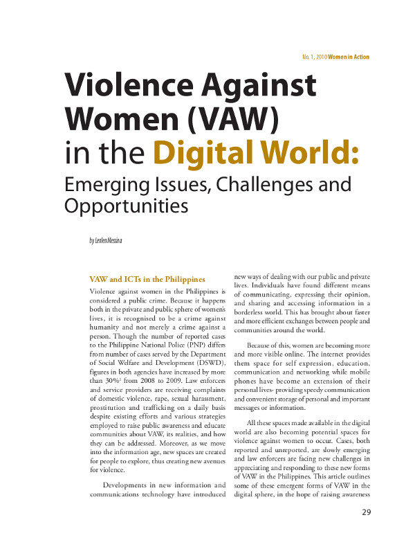 Cover of Violence Against Women (VAW) in the Digital World: Emerging Issues, Challenges and Opportunities