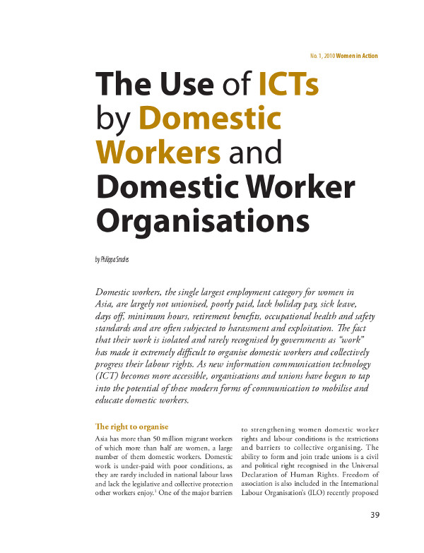 Cover of The Use of ICTs by Domestic Workers and Domestic Worker Organisations