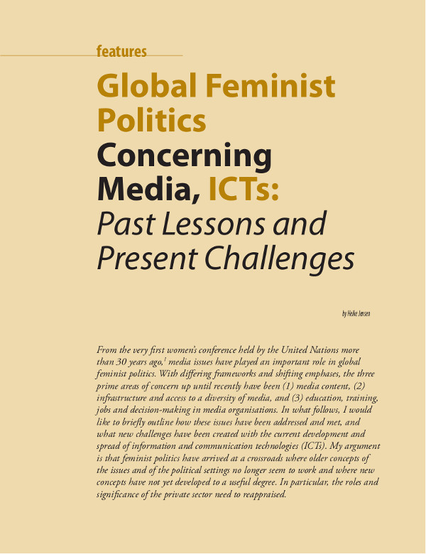 Cover of Global Feminist Politics Concerning Media, and ICTs: Past Lessons and Present Challenges