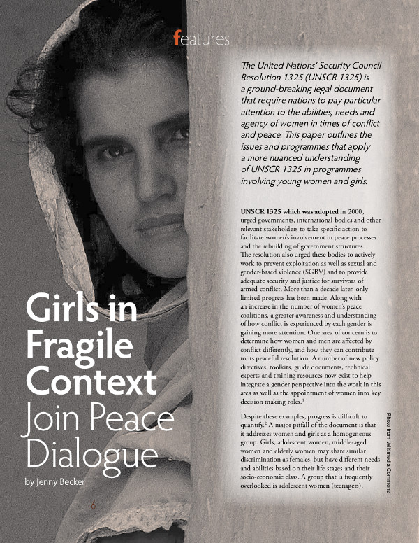 Cover of Girls in fragile context join peace dialogue