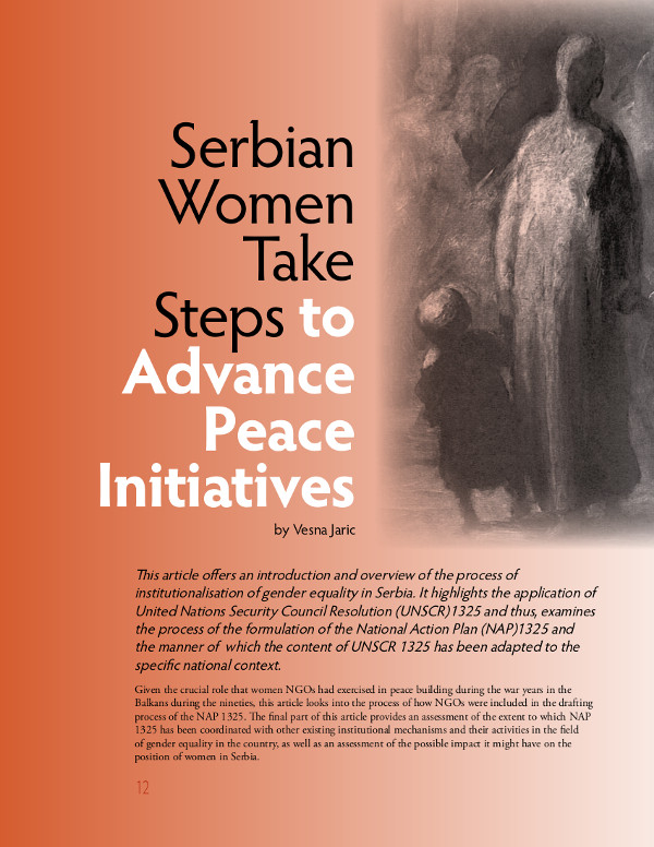 Cover of Serbian Women Take Steps to Advance  Peace Initiatives