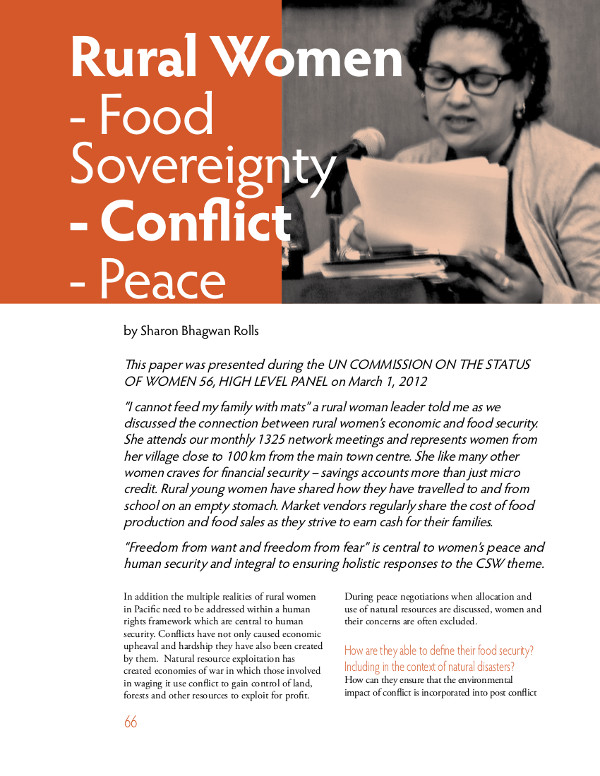 Cover of Rural Women  - Food Sovereignty  - Conflict  - Peace