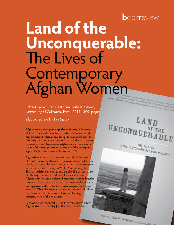 Cover of BOOK REVIEW:  Land of the Unconquerable: The Lives of Contemporary Afghan Women